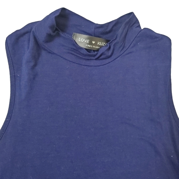 Love Kuza High Neck Flared Tee Dress Blue Size Small - Picture 2 of 8